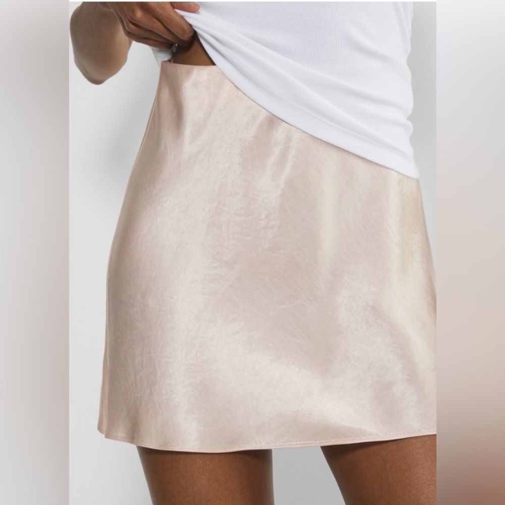 Aritzia Babaton Slip Satin Mini Satin Pink Slip Skirt Sz 4
